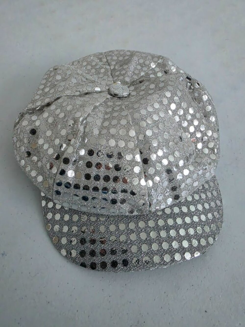 Happy Halloween Silver Shiny Womens Cabbie Ball Cap Hat Fitted Size Adult.